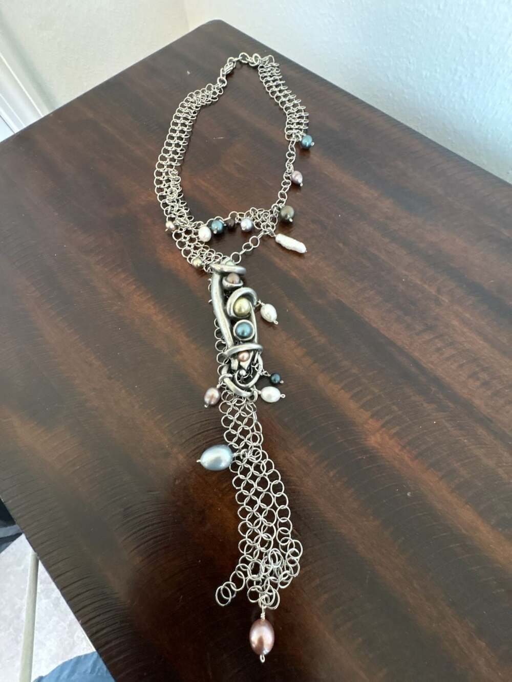Michael Dawkins Sterling Silver Multi-Strand Chain Necklace with Pearl s